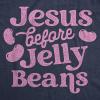 Womens Easter Shirts Funny Easter Candy Tees Chocolate and Candy Shirts for Women(Heather Navy – Jesus Before Jelly Beans)