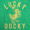 Womens Lucky Ducky T Shirt Funny Cute Vintage Novelty Bird Spring Tee for Ladies(Heather Green)