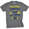 Mens Chicks are All Over Me Funny Easter T Shirt Sarcastic Chicken Egg Tee(Dark Heather Grey)