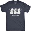 Mens Snowmies T Shirt Funny Snowmen Homies Friends Winter Season Graphic Tee(Heather Navy)
