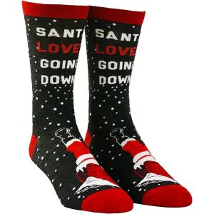 Crazy Dog T-Shirts Funny Christmas Socks for Men Holiday Crews with Sarcastic Designs for Xmas(Going Down)
