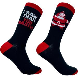 Crazy Dog T-Shirts Funny Christmas Socks for Men Holiday Crews with Sarcastic Designs for Xmas(You Nasty)
