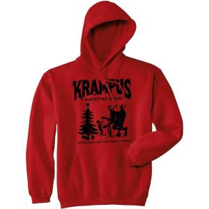 Crazy Dog T-Shirts Krampus Babysitting Service Unisex Hoodie Funny Sarcastic Christmas Hooded Sweatshirt