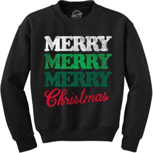 Crazy Dog T-Shirts Merry Merry Merry Christmas Crewneck Sweatshirt Funny Sarcastic Xmas Graphic Novelty Longsleeve Sweater