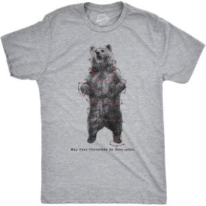 Funny Christmas Shirts for Adults – Sarcastic Holiday Party Tees for Men(Light Heather Grey – Bearable)