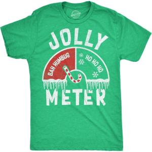 Mens Funny T Shirts Jolly Meter Sarcastic Christmas Graphic Novelty Tee for Men