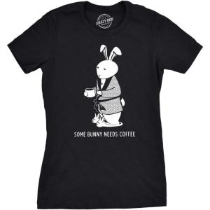 Womens Easter Shirts Funny Easter Candy Tees Chocolate and Candy Shirts for Women(Heather Black – Bunny Coffee)
