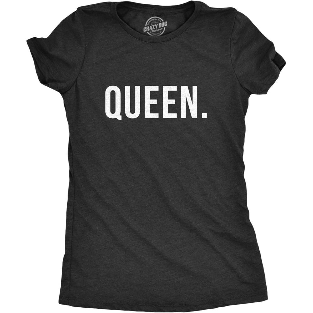 imageKing and Queen Shirts Funny Novelty Royalty Matching Couples TeeHeather Black Queen