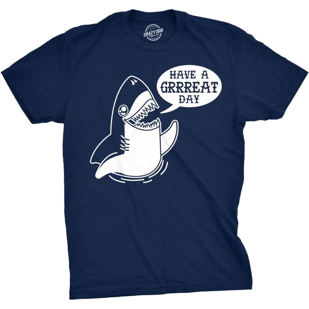imageMens Have A Great Day Shark T Shirt Funny Summer Vacation Tee for Guys
