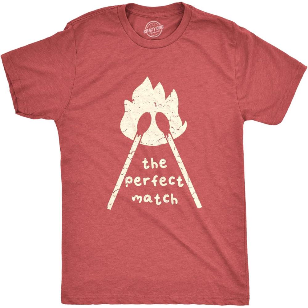 imageMens The Perfect Match T Shirt Funny Valentines Day T Shirts for MenHeather Red Match