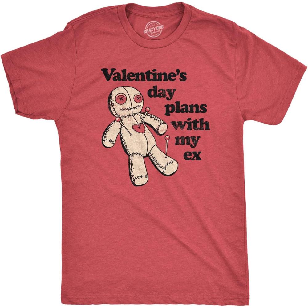 imageMens Valentines Day Plans with My Ex T Shirt Funny Voodoo Doll Joke Tee for GuysHeather Red Plans With Ex