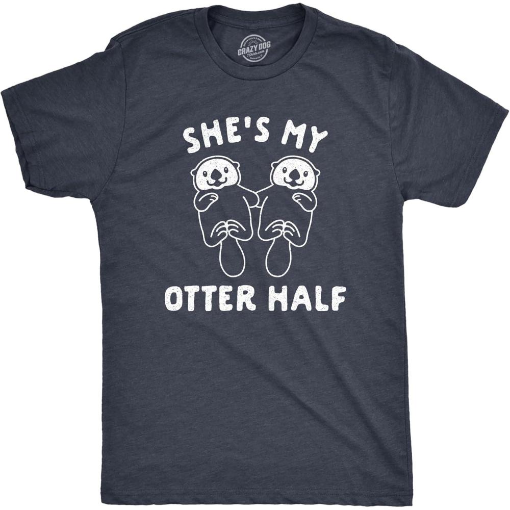 imageShes and Hes My Otter Half T Shirt Funny Relationship Cute Animal Tee for Men and WomenHeather Navy