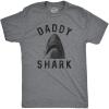 Mens Daddy Shark T Shirt Funny Shark Face Chomp Jaws Fathers Day Graphic Tee(Dark Heather Grey)