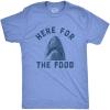 Mens Here for The Food T Shirt Funny Shark Novelty Great White Graphic Tee(Light Heather Blue)
