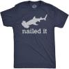 Mens I Nailed It T Shirt Funny Sarcastic Hammer Head Shark Joke Graphic Novelty Tee for Guys(Heather Navy)