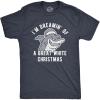 Mens I’m Dreamin’ of A Great White Christmas T Shirt Funny Holiday Shark Graphic Tee(Heather Navy)