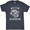 Mens William Sharkspeare T Shirt Funny Shark Week Shakespeare Joke Tee for Guys(Heather Navy – Sharkspeare)