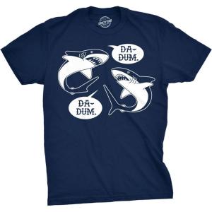 Mens Da-Dum Da-Dum Shark T Shirt Funny Summer Vacation Tee for Guys(Heather Navy)