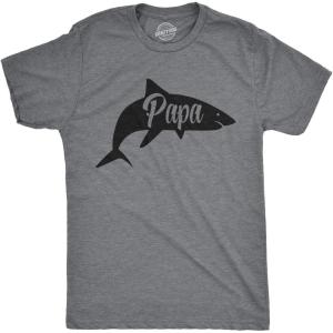 Mens Papa Shark T Shirt Funny Viral Song Do Do Do Tee(Dark Heather Grey)