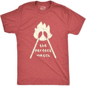 Mens The Perfect Match T Shirt Funny Valentines Day T Shirts for Men(Heather Red – Match)