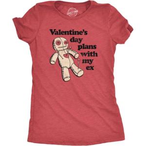 Womens Valentines Day Plans with My Ex T Shirt Funny Voodoo Doll Joke Tee for Ladies(Heather Red – Plans With Ex)