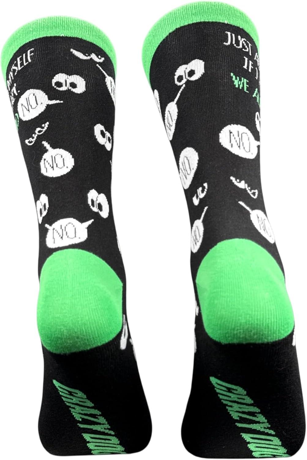 imageCrazy Dog TShirts Funny Socks for Men with Hilarious Puns Footware for Guys with Sarcastic Dad JokesAsked Myself Crazy