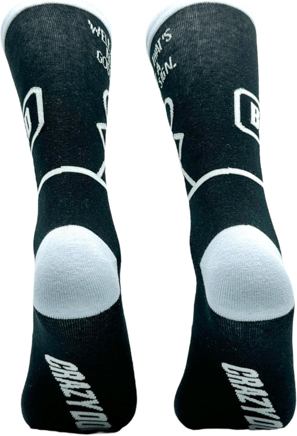 imageCrazy Dog TShirts Funny Socks for Men with Hilarious Puns Footware for Guys with Sarcastic Dad JokesBad Sign