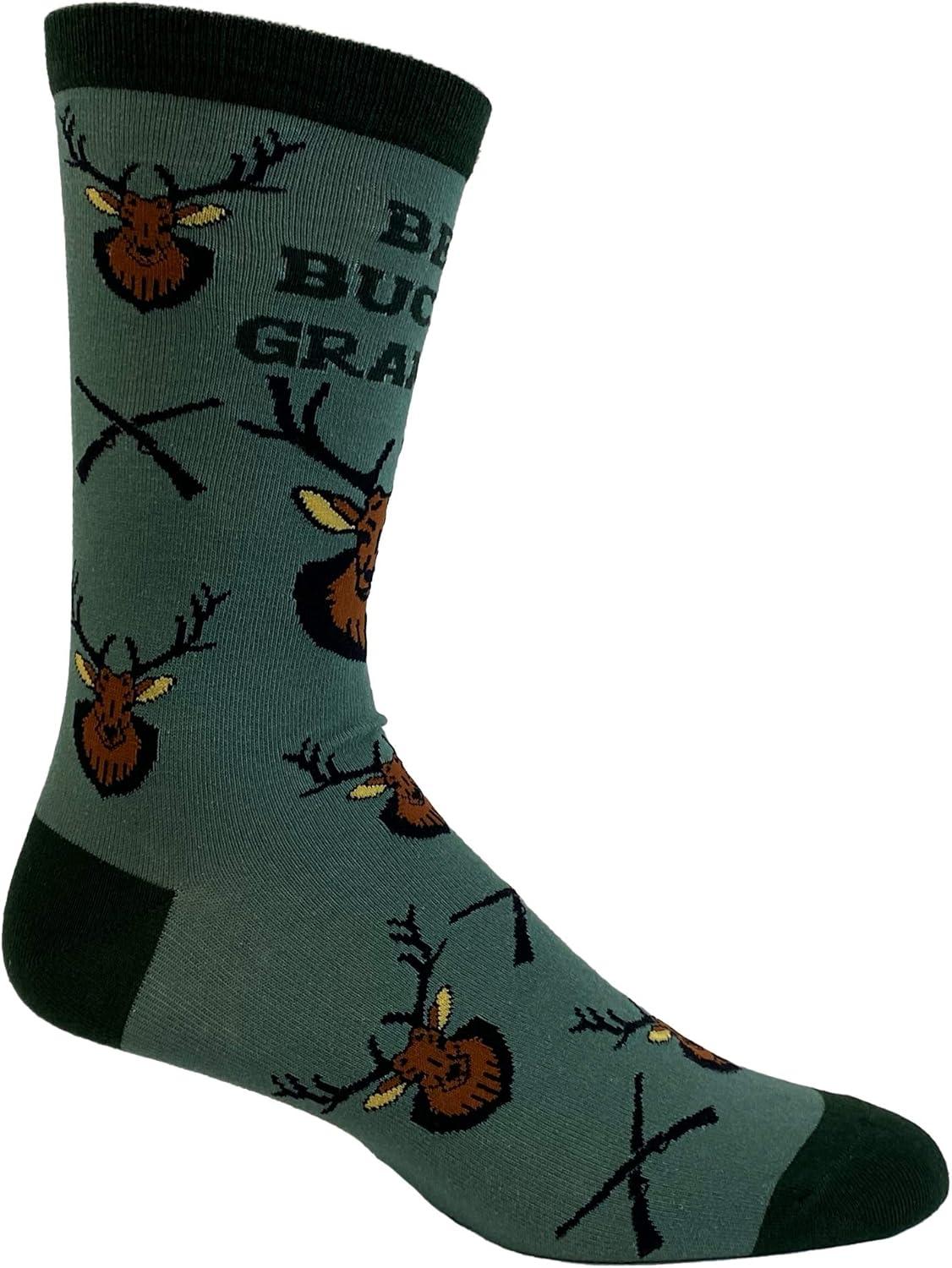 imageCrazy Dog TShirts Mens Dad Socks Funny Fathers Day Graphic Novelty FootwearBuckin Grandpa Green