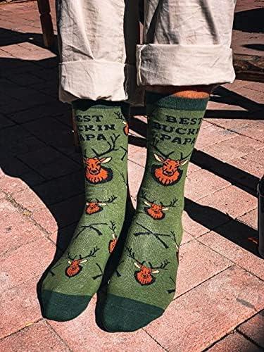 imageCrazy Dog TShirts Mens Dad Socks Funny Fathers Day Graphic Novelty FootwearBucking Papa Green