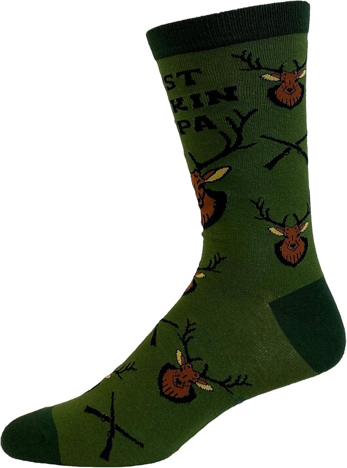 imageCrazy Dog TShirts Mens Dad Socks Funny Fathers Day Graphic Novelty FootwearBucking Papa Green