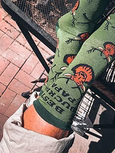 imageCrazy Dog TShirts Mens Dad Socks Funny Fathers Day Graphic Novelty FootwearBucking Papa Green