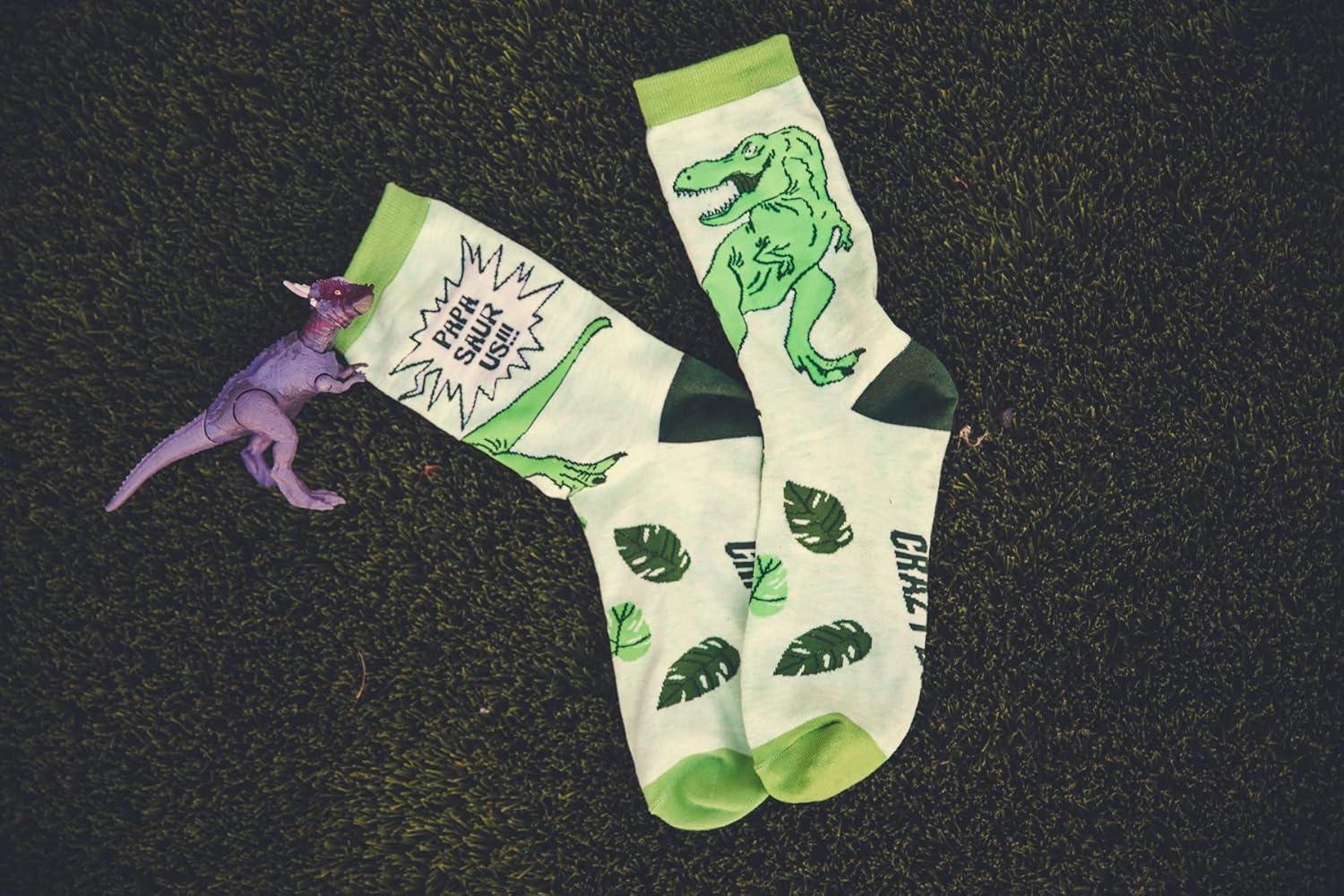 imageCrazy Dog TShirts Mens Dad Socks Funny Fathers Day Graphic Novelty FootwearPapasaurus
