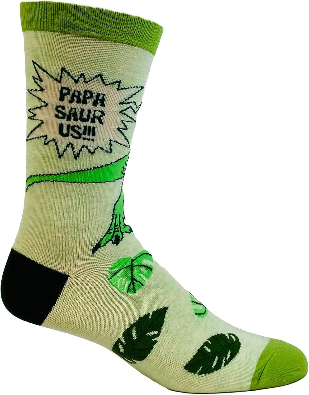 imageCrazy Dog TShirts Mens Dad Socks Funny Fathers Day Graphic Novelty FootwearPapasaurus