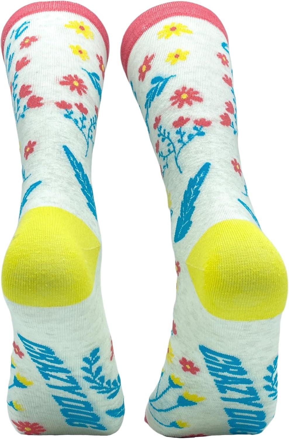imageCrazy Dog TShirts Womens I Dont Care Socks Funny Sarcastic Floral Novelty Graphic Footwear
