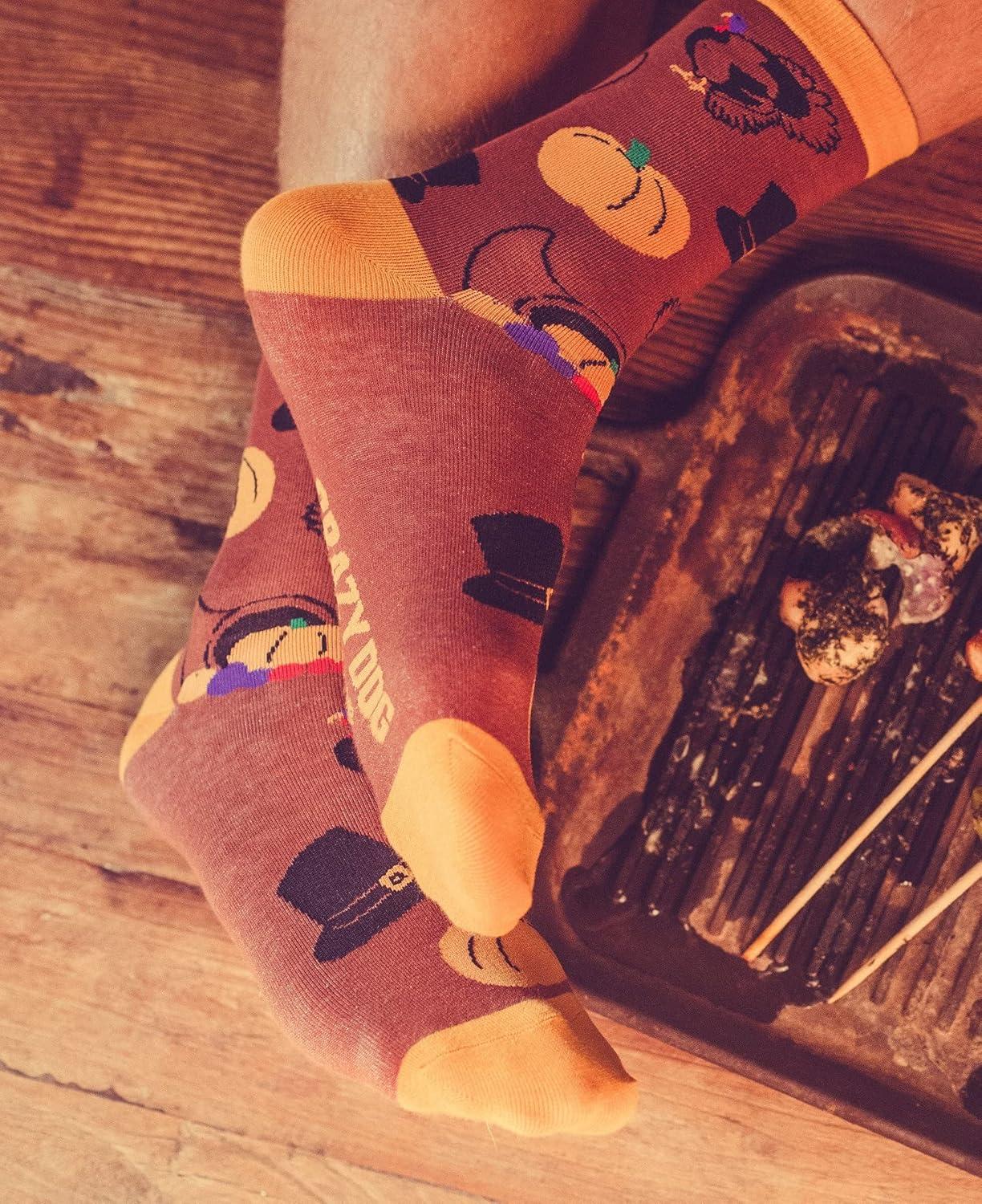 imageCrazy Dog TShirts Womens Thanksgiving Socks Funny Turkey Day Graphic Pilgrim Pumpkin Holdiay Graphic Novelty Footwear
