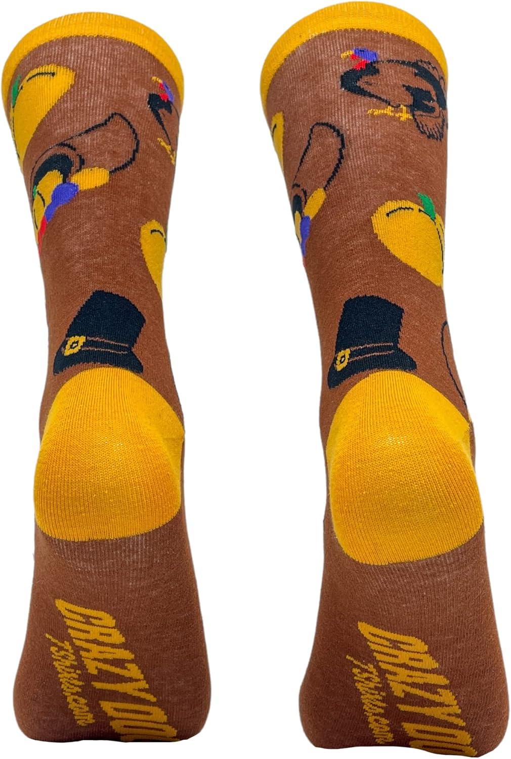 imageCrazy Dog TShirts Womens Thanksgiving Socks Funny Turkey Day Graphic Pilgrim Pumpkin Holdiay Graphic Novelty Footwear