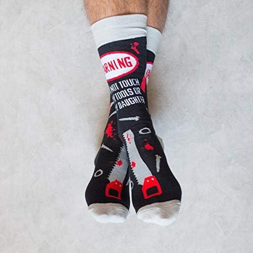 imageDo Not Touch My Tools Or My Daughter Funny Novelty Socks Gag Gift for Dad Crazy Black Mens 712
