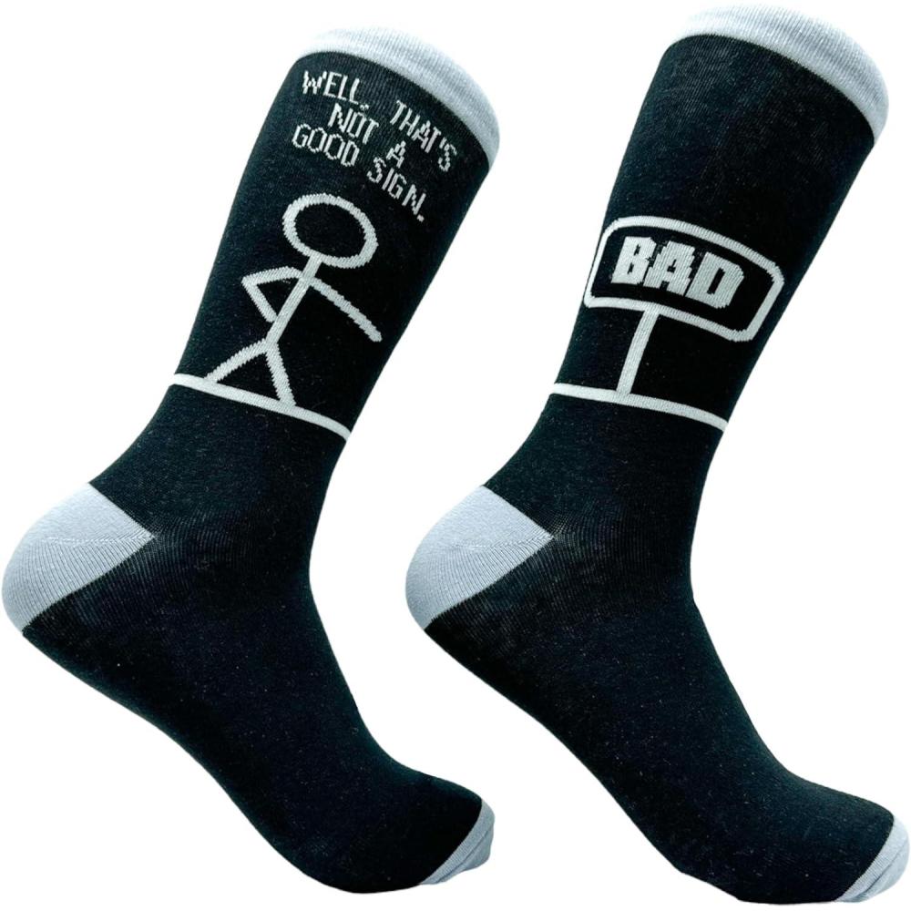 imageCrazy Dog TShirts Funny Socks for Men with Hilarious Puns  Footware for Guys with Sarcastic Dad JokesBad Sign