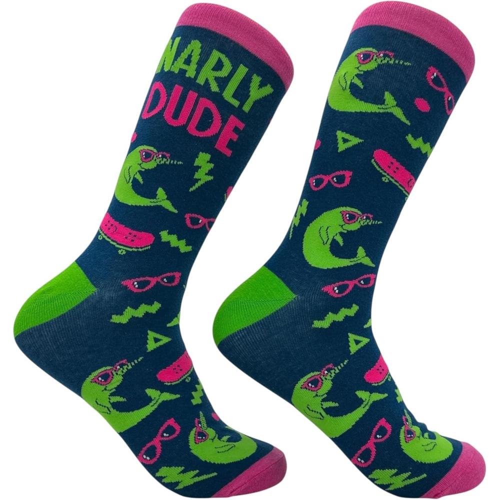 imageCrazy Dog TShirts Funny Socks for Men with Hilarious Puns  Footware for Guys with Sarcastic Dad JokesNarly Dude