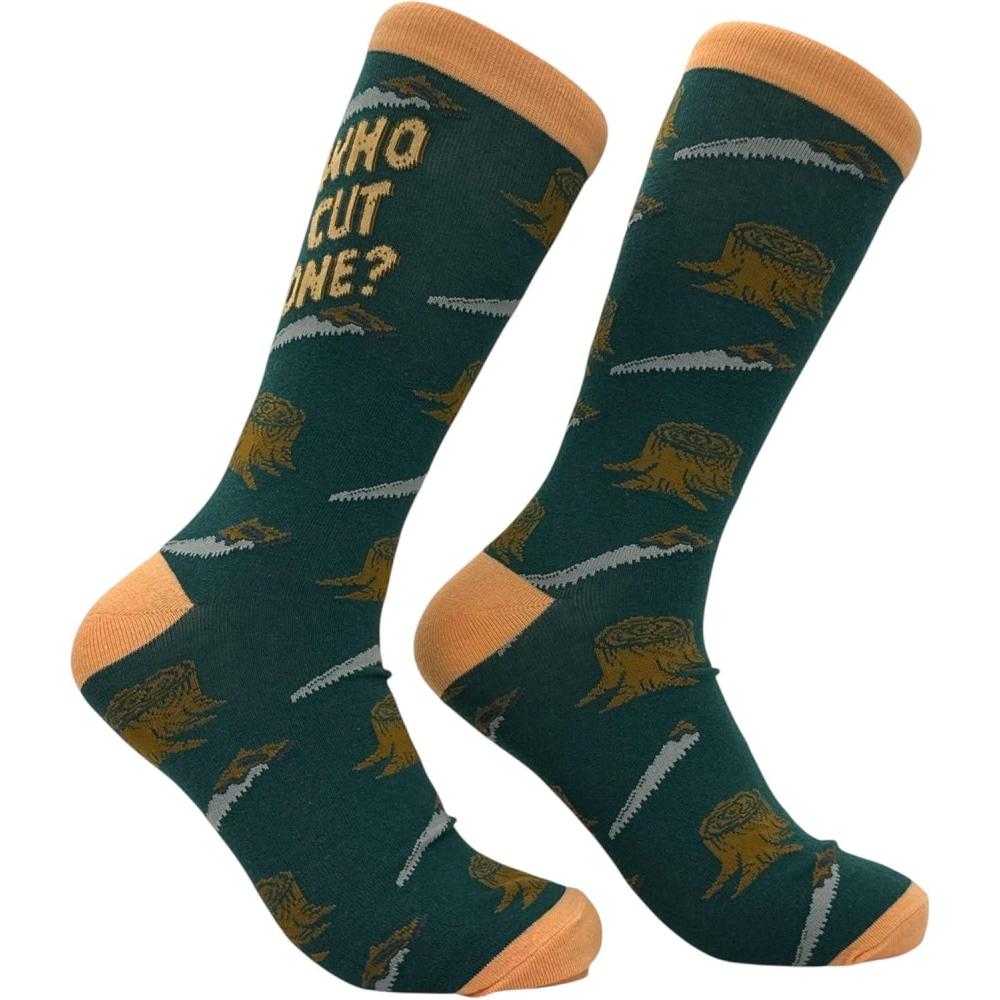 imageCrazy Dog TShirts Funny Socks for Men with Hilarious Puns Footware for Guys with Sarcastic Dad JokesWho Cut One