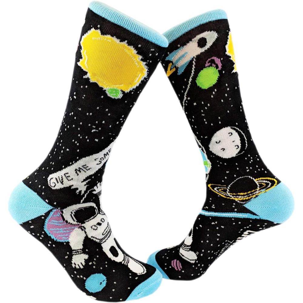 imageCrazy Dog TShirts Give Me Some Space Sock Funny Astronaut Footwear Black Mens 712