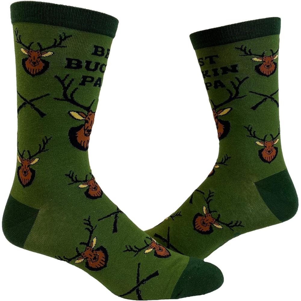 imageCrazy Dog TShirts Mens Dad Socks Funny Fathers Day Graphic Novelty FootwearBucking Papa Green