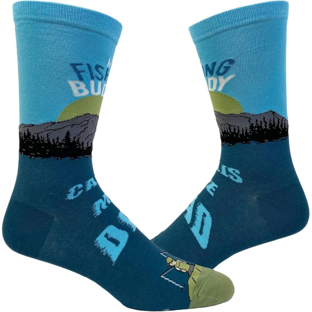imageCrazy Dog TShirts Mens Dad Socks Funny Fathers Day Graphic Novelty FootwearFishing Buddy Dad