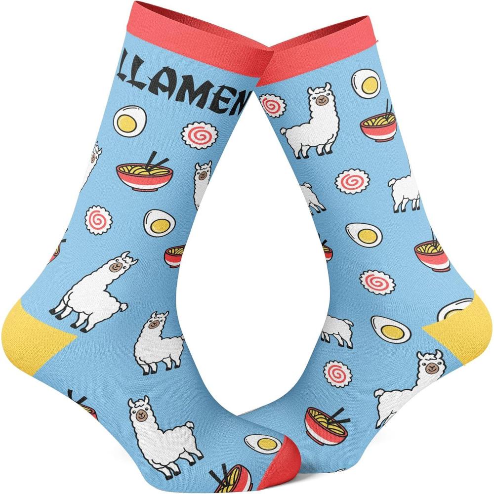 imageCrazy Dog TShirts Mens Llamen Socks Funny Llama Ramen Noodles Takeout Novelty Graphic Footwear