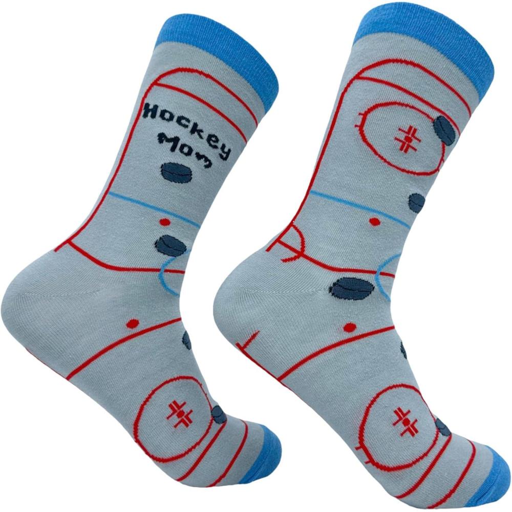 imageCrazy Dog TShirts Womens Hockey Mom Socks Funny Cute Ice Rink Momma Footwear