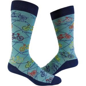 Crazy Dog T-Shirts Funny Cycling Socks for Men – Cyclologist Bike Graphic Crew Socks – Soft Cotton Blend Novelty Footwear – Sarcastic Gift for Cyclists and Psychology Fans