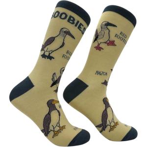 Crazy Dog T-Shirts Funny Socks for Men with Hilarious Puns – Footware for Guys with Sarcastic Dad Jokes(Boobies)
