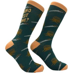 Crazy Dog T-Shirts Funny Socks for Men with Hilarious Puns – Footware for Guys with Sarcastic Dad Jokes(Who Cut One)