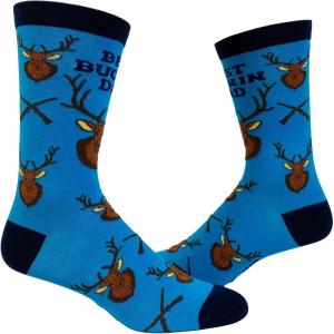 Crazy Dog T-Shirts Men’s Dad Socks Funny Fathers Day Graphic Novelty Footwear(Buckin Dad – Blue)