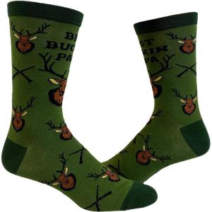 Crazy Dog T-Shirts Men’s Dad Socks Funny Fathers Day Graphic Novelty Footwear(Bucking Papa – Green)